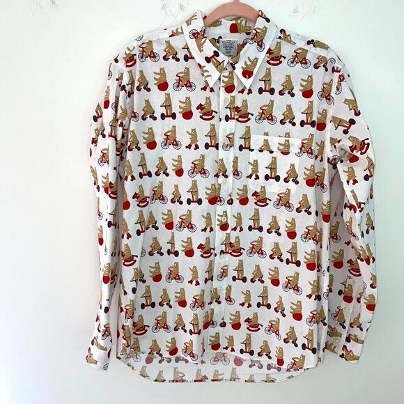 The Sharkey’s Gallery Button Up Shirt Mens Size XL Pure Cotton Circus Bear Print - Picture 9 of 10